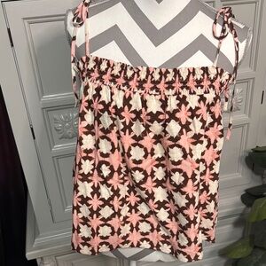 NWT Floral Pink and Brown Sleeveless Top by LOFT Size Medium